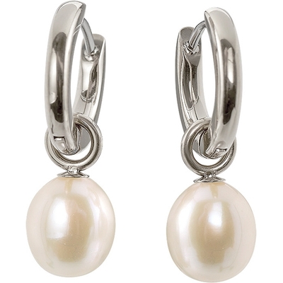 05068-01 Titanium oorringen met parel hanger