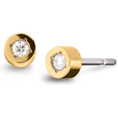 05083-04 Titanium goudkleurige oorknopjes met 006 ct diamant
