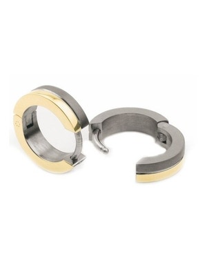 0510-03 Titanium dames creolen bicolor 13x35 mm