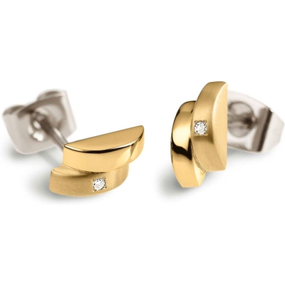 0552-06 Titanium goudkleurige oorknopjes met 001 ct diamant