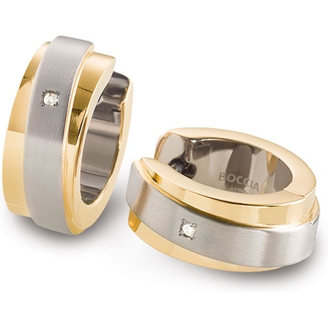 Boccia 0560-07 Titanium bicolor oorringen met 0,02 ct diamant