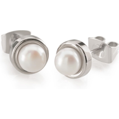 0594-01 Titanium oorknopjes met parel 17 mm