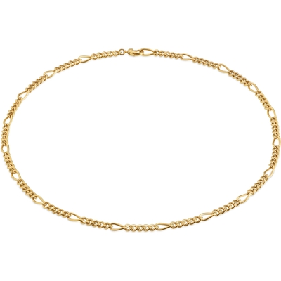 08067-02 Titanium goudkleurige figaro schakelketting 50 cm