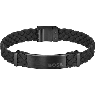 HBJ1580608M Dylan leren armband zwart 19 cm