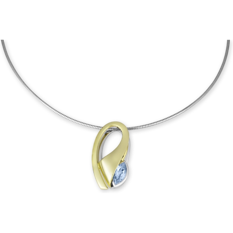 Breuning 32-03308 Zilveren ketting met bicolor hanger topaas