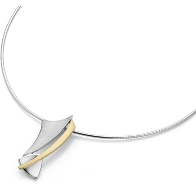 Breuning 42728 Zilveren ketting met bicolor hanger 38 mm