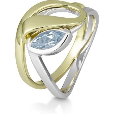 Breuning 42-03371 Zilveren bicolor ring met topaas
