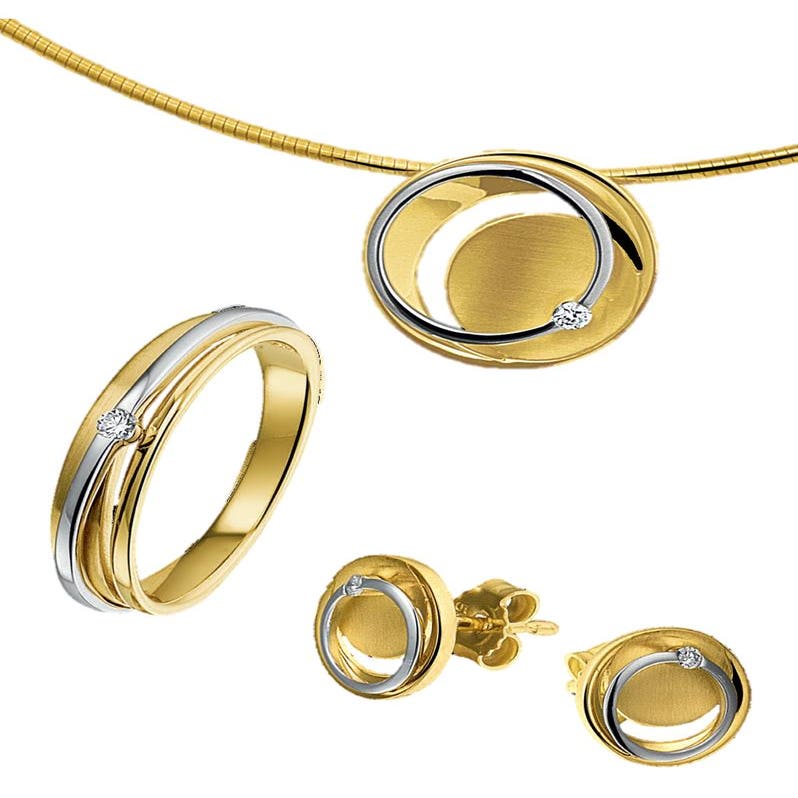 Treasure Collection Sieradenset 14 karaat bicolor goud met 0,08 ct diamant