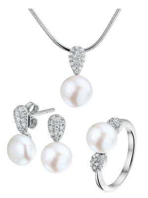 Treasure Collection sieradenset zilver zirkonia zoetwaterparel
