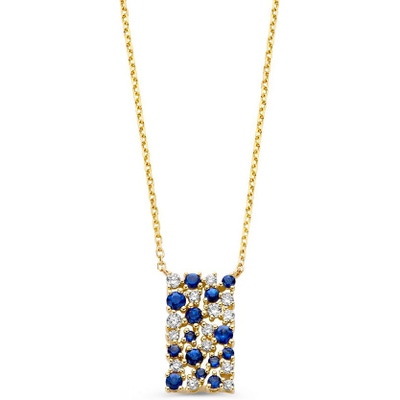 Collier geelgoud briljant en saffier