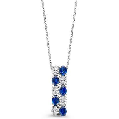 Collier witgoud briljant en saffier 