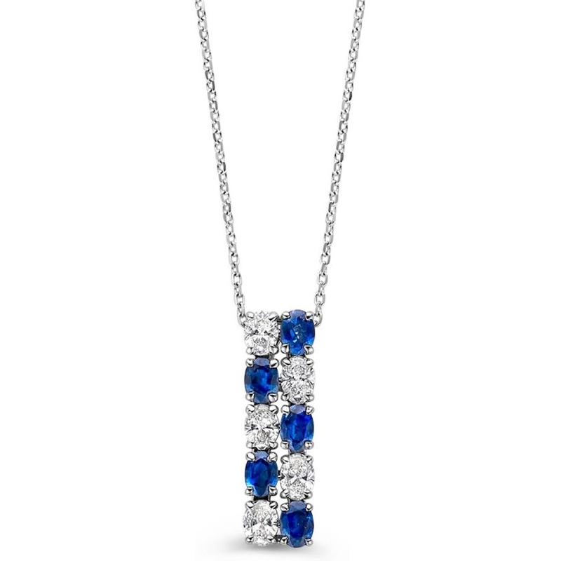 Collier witgoud briljant en saffier 