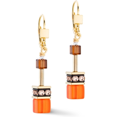 Coeur de Lion 2838/20-0211 GeoCUBE Iconic Sunset gold oorhangers