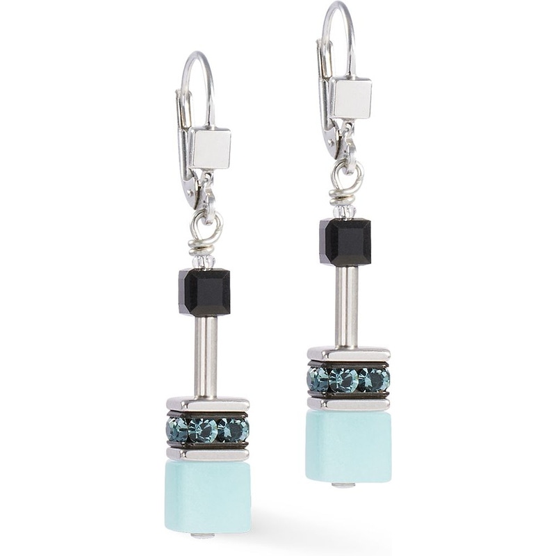Coeur de Lion 2838/20-2027 GeoCUBE Iconic Ice Serenity oorhangers 40 mm