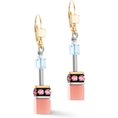Coeur de Lion 2838/20-2028 GeoCUBE Iconic aqua-apricot oorhangers