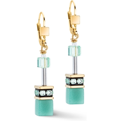 Coeur de Lion 4020/20-0533 GeoCUBE Iconic Mono Gold groene oorhangers