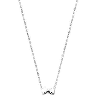 collier 2 hartjes 41  4 cm zilver gerhodineerd