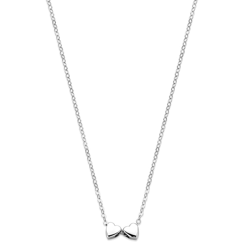collier 2 hartjes 41  4 cm zilver gerhodineerd