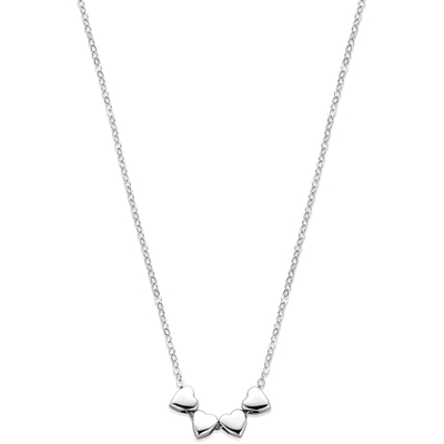 collier 4 hartjes 41  4 cm zilver gerhodineerd