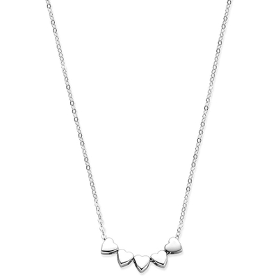 collier 5 hartjes 41  4 cm zilver gerhodineerd
