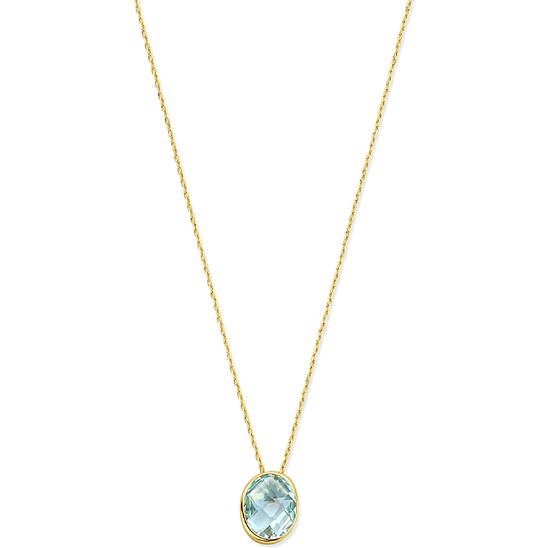 collier blauw topaas 41 - 43 - 45 cm 14K geelgoud