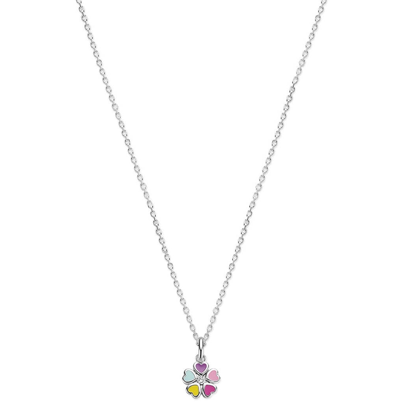 collier bloem zirkonia 36  4 cm zilver gerhodineerd