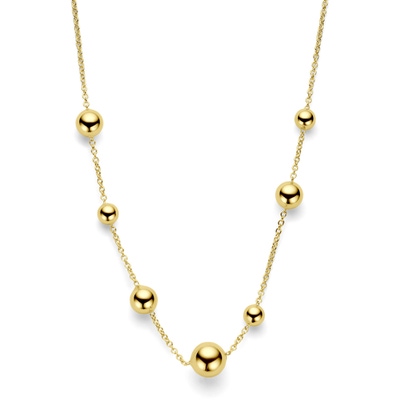 collier bolletjes 45 cm 14K geelgoud