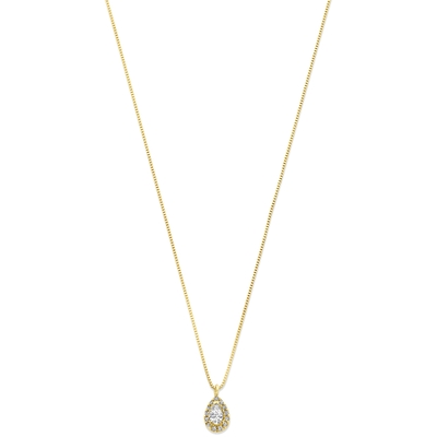 collier druppel en zirkonia 43 - 45 cm 14K geelgoud