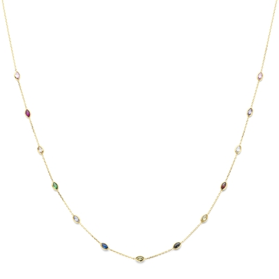 collier gekleurd zirkonia 41 - 43 - 45 cm 14K geelgoud