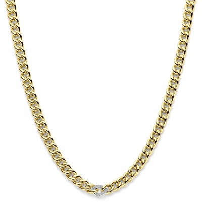 collier gourmette diamant 012ct h si 85 mm 45 cm 14K bicolor goud geelwit