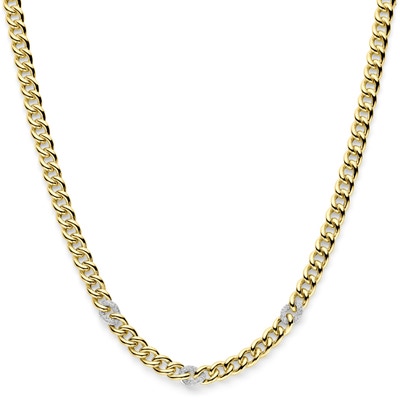 collier gourmette diamant 031ct h si 7 mm 43 cm 14K bicolor goud geelwit