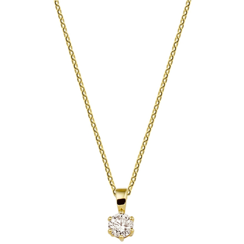 collier hanger zirkonia 41  4 cm 14K geelgoud