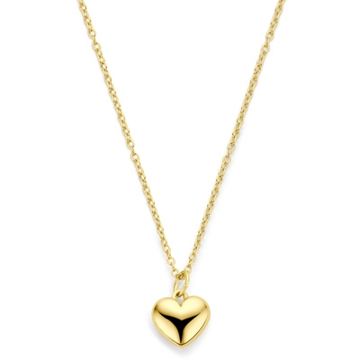 collier hartje 41 - 43 - 45 cm 3 micron zilver verguld geel