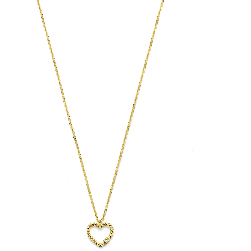 collier hartje diamant 001ct h si 41 - 43 - 45 cm 14K geelgoud