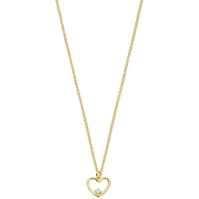 collier hartje diamant 002ct h si 40  4 cm 14K geelgoud