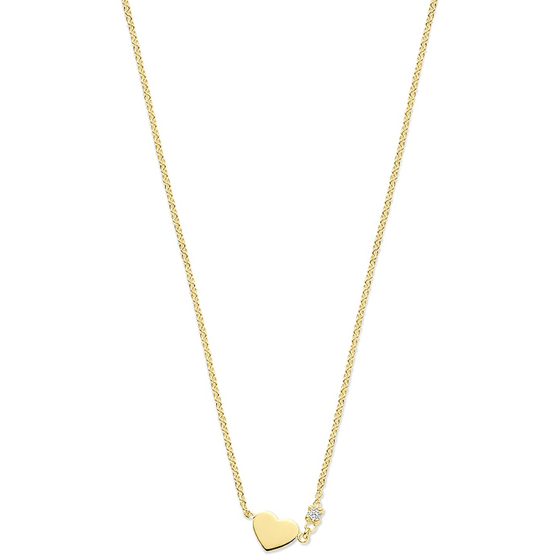collier hartje diamant 002ct h si 40  4 cm 14K geelgoud