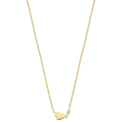 collier hartje diamant 002ct h si 40 4 cm 14K geelgoud