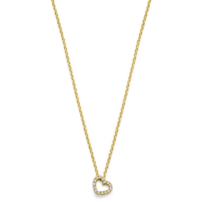 collier hartje diamant 004ct h si 40 2 2 cm 14K geelgoud