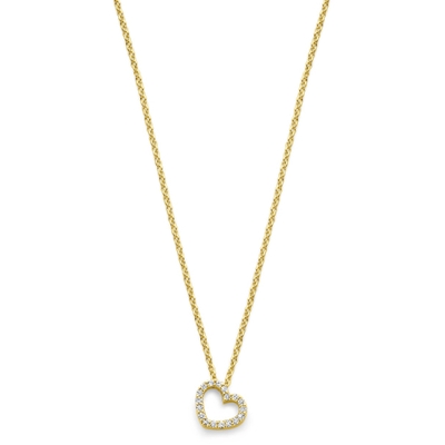 collier hartje diamant 005ct h si 40 - 42 - 44 cm 14K geelgoud
