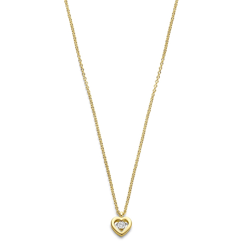 collier hartje diamant 005ct h si 41 - 425 - 435 cm 14K geelgoud