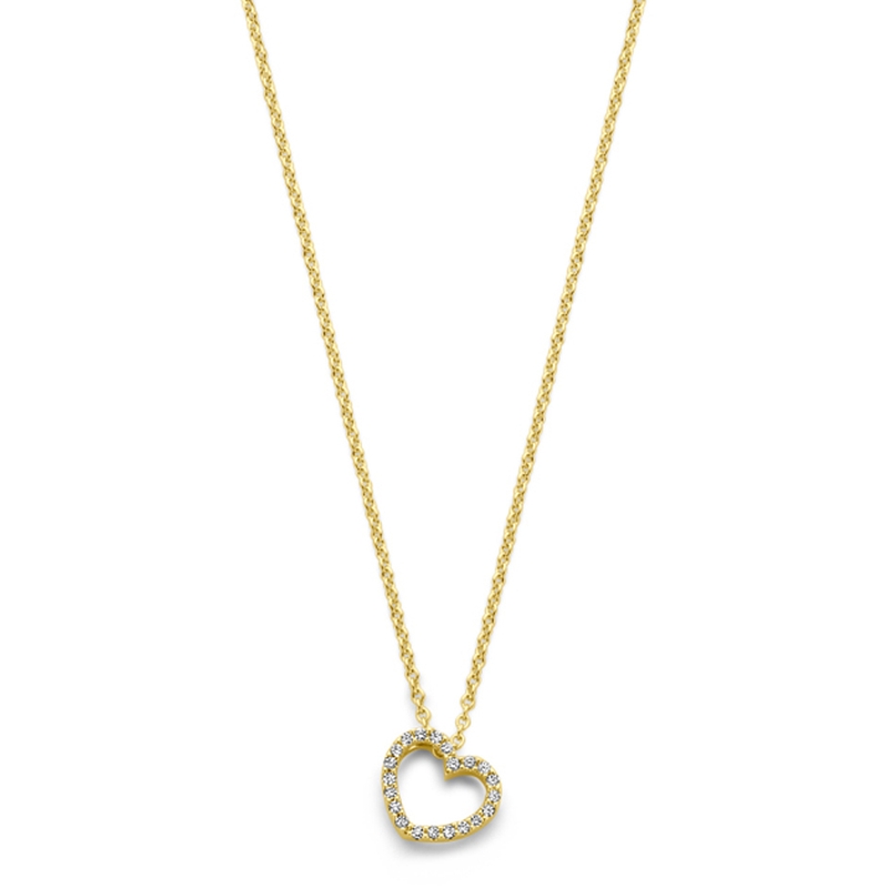 collier hartje diamant 006ct h si 40  2  2 cm 14K geelgoud