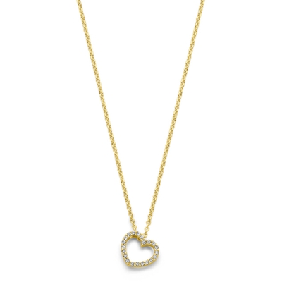 collier hartje diamant 006ct h si 40 2 2 cm 14K geelgoud
