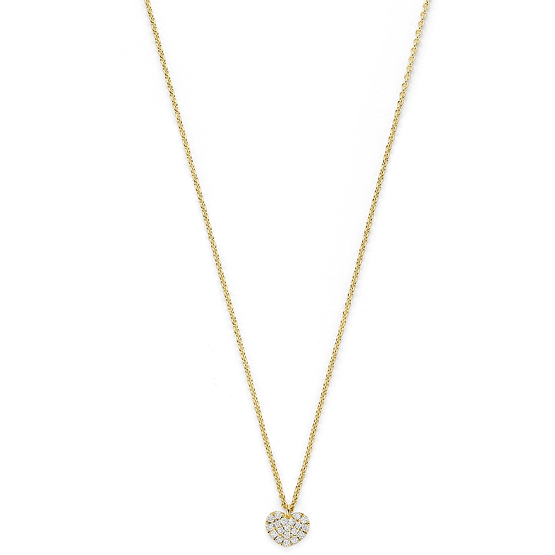 collier hartje diamant 009ct h si 43 - 44 - 45 cm 14K geelgoud