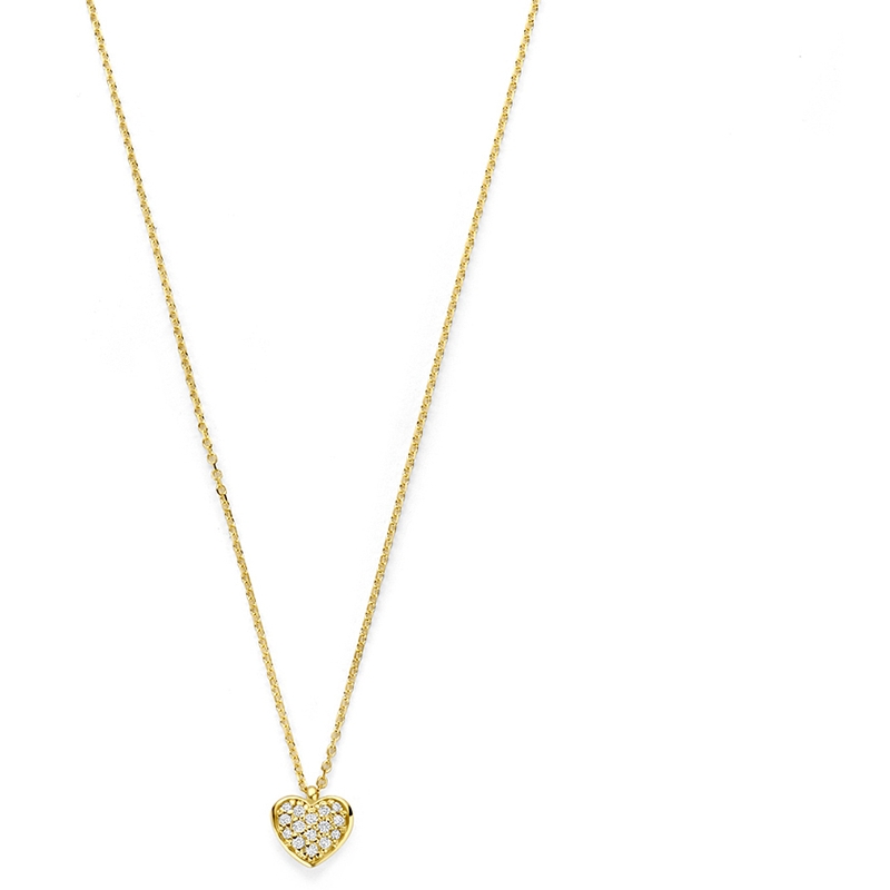collier hartje diamant 011ct h si 41 - 43 - 45 cm 14K geelgoud