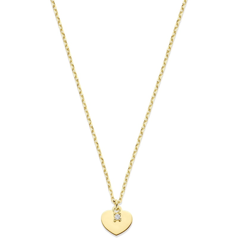 collier hartje en zirkonia 40 - 42 - 44 cm 14K geelgoud