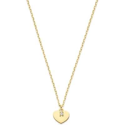 collier hartje en zirkonia 40 - 42 - 44 cm 14K geelgoud