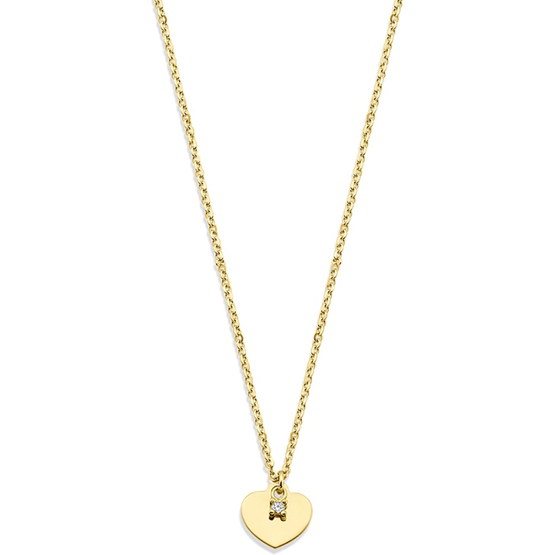 collier hartje zirkonia 40 - 42 - 44 cm 14K geelgoud