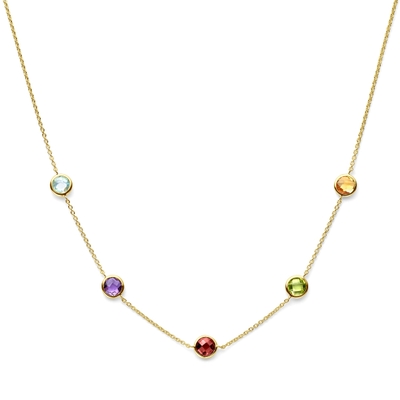 collier kleurstenen 42 - 435 - 45 cm 3 micron zilver verguld geel