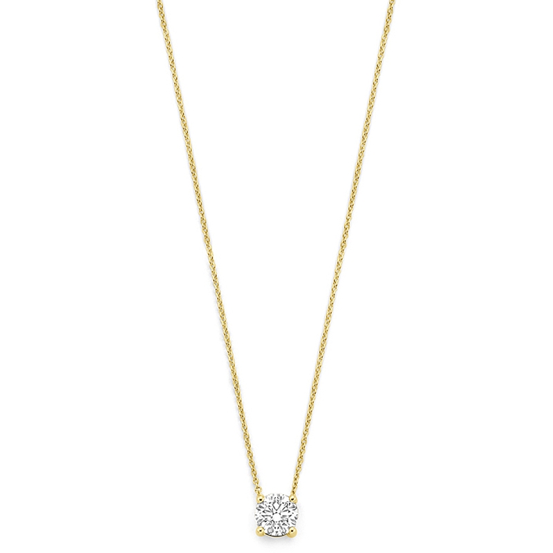 collier lab grown diamant 050ct g vs 41 - 43 - 45 cm 14K geelgoud