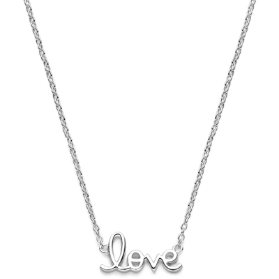 collier love 41 - 43 - 45 cm zilver gerhodineerd